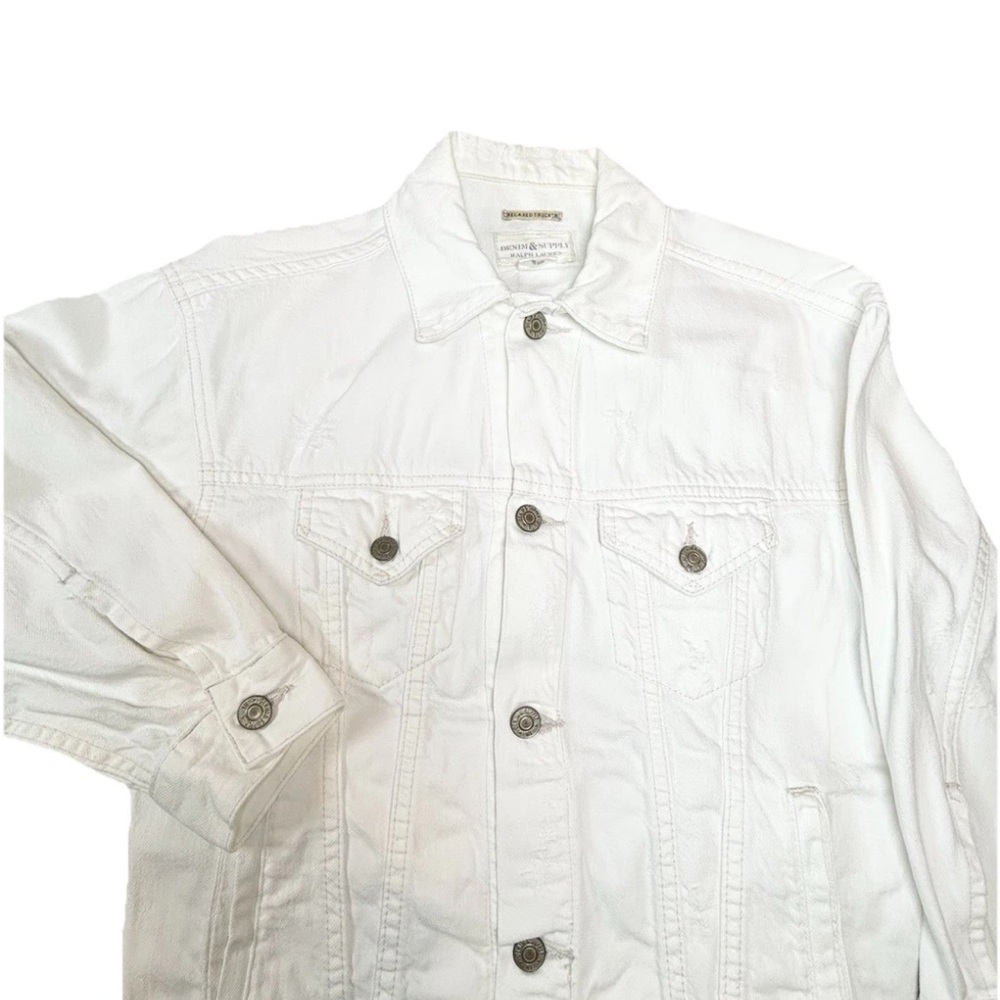 Denim & Supply Ralph Lauren Trucker Jacket‎ Distressed Denim Women’s Xs White